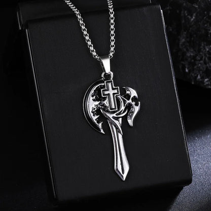 Viking Axe Crow Wolf Pendant Necklace – Norse Mythology Jewelry