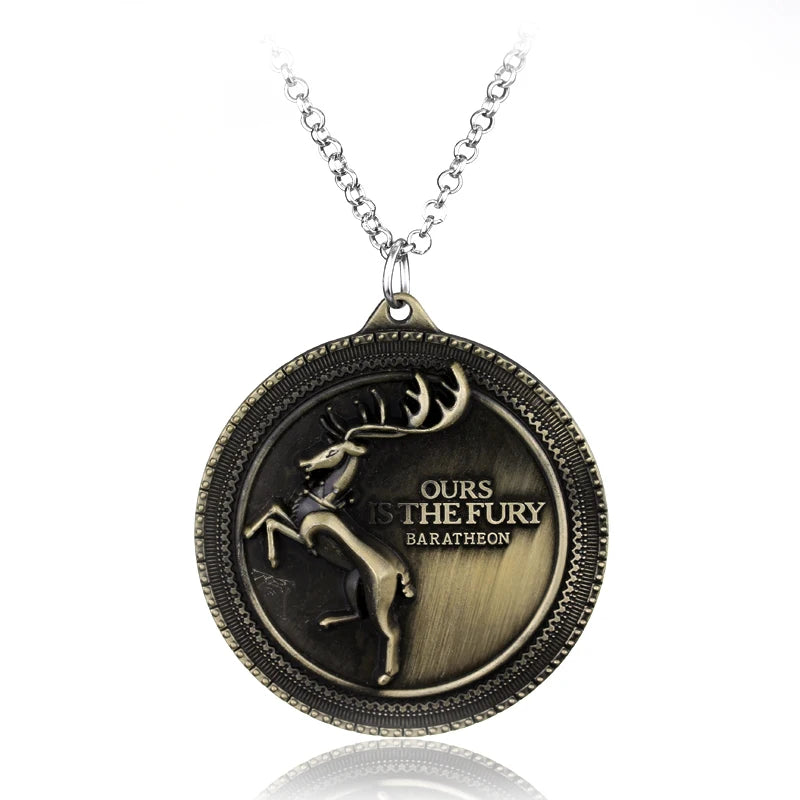 Fire and Blood House Targaryen Dragon Necklace A Song of Ice and Fire Metal Pendant Necklace for Women Men Fans Choker Jewelry