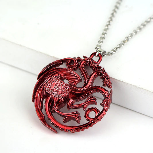Fire and Blood House Targaryen Dragon Necklace A Song of Ice and Fire Metal Pendant Necklace for Women Men Fans Choker Jewelry
