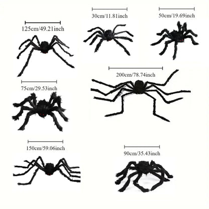 Giant Plush Black Spider – Scary Halloween Decoration (30–200cm)