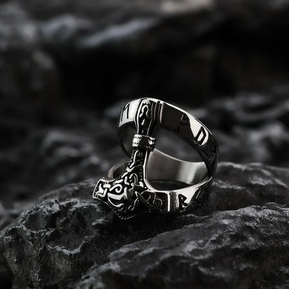 Odin Thunderhammer Viking Ring – Nordic Stainless Steel Men’s Ring