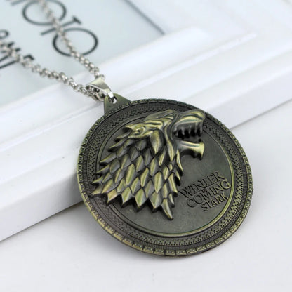 Fire and Blood House Targaryen Dragon Necklace A Song of Ice and Fire Metal Pendant Necklace for Women Men Fans Choker Jewelry