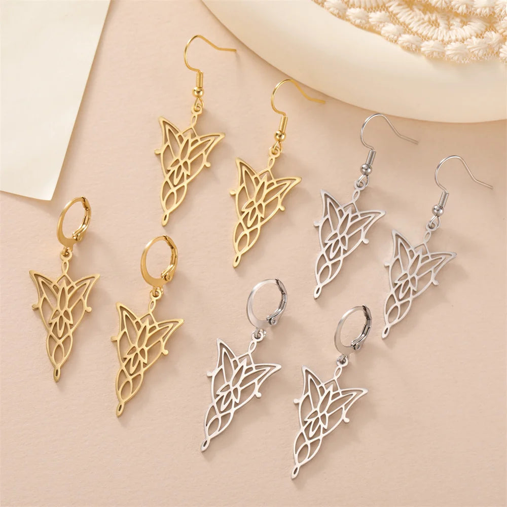 Elven Princes Earrings | LOTR Dangle Hoop Charms | Fiction Edge