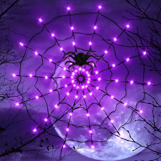 Halloween LED String Lights – Spider Web & Ghost Party Décor