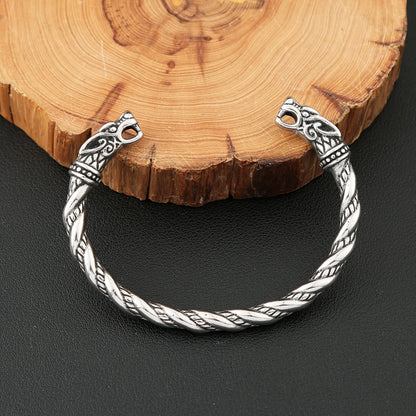Double Dragon Viking Bracelet – Norse Cuff for Men & Women