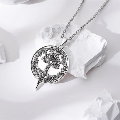 Tree of Gondor & Narsil Necklace | LOTR Broken Sword Pendant | Flame of the West