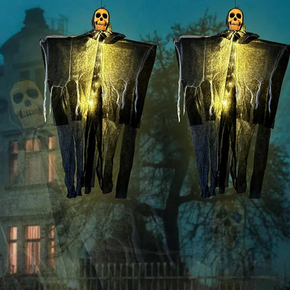Halloween Glowing Skull Ghost – Hanging Skeleton Gauze