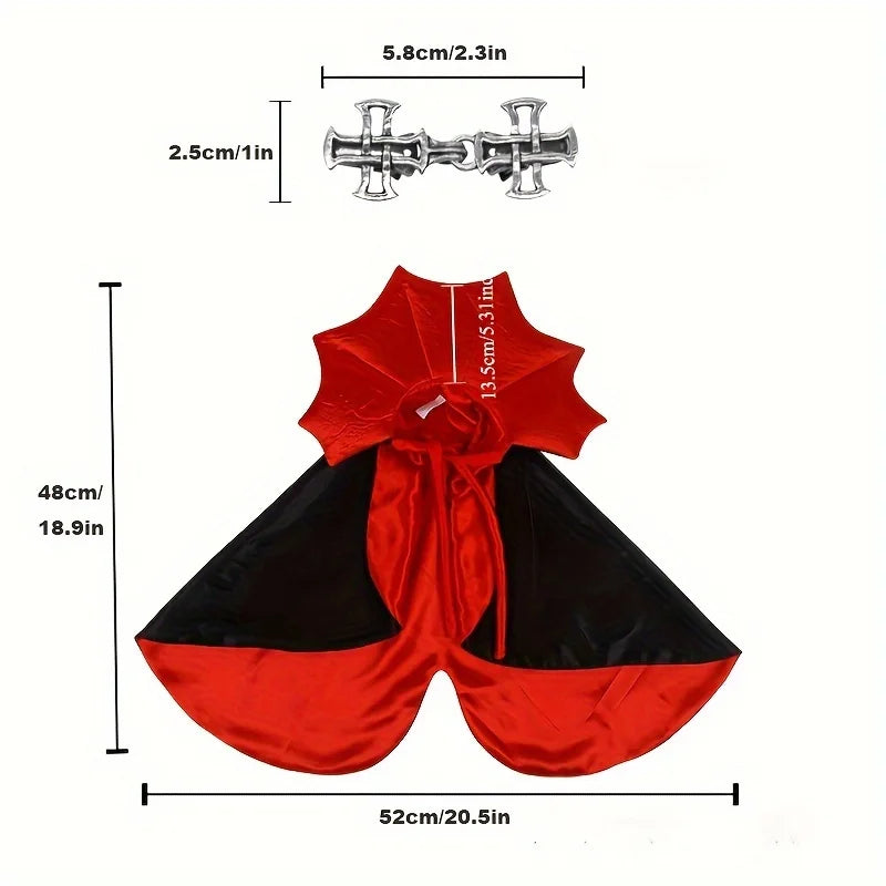 Pet Vampire Cape & Collar – Halloween Costume for Cats & Dogs