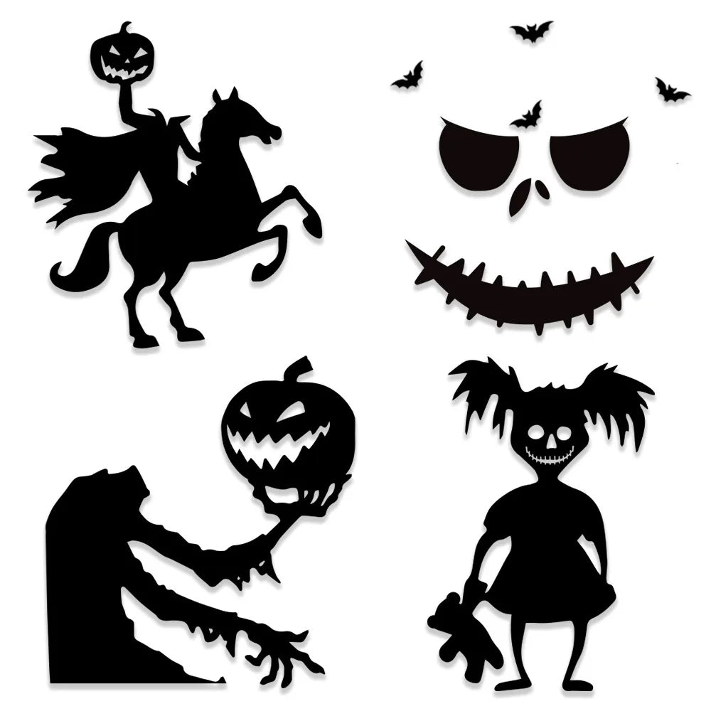 Halloween Window & Door Stickers – Ghost, Skeleton Hand, Pumpkin & Witch Décor