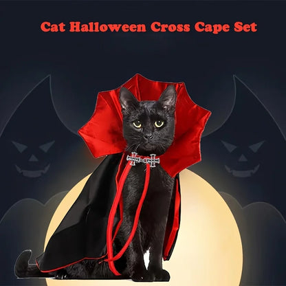 Pet Vampire Cape & Collar – Halloween Costume for Cats & Dogs