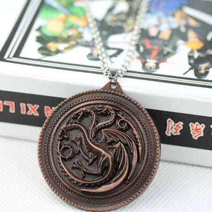 Fire and Blood House Targaryen Dragon Necklace A Song of Ice and Fire Metal Pendant Necklace for Women Men Fans Choker Jewelry