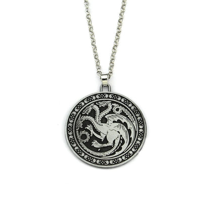 Fire and Blood House Targaryen Dragon Necklace A Song of Ice and Fire Metal Pendant Necklace for Women Men Fans Choker Jewelry