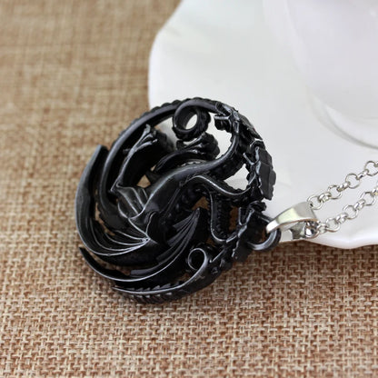 Fire and Blood House Targaryen Dragon Necklace A Song of Ice and Fire Metal Pendant Necklace for Women Men Fans Choker Jewelry