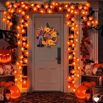 LED Maple Leaf String Lights – 2/3/6M Halloween & Fall Garland