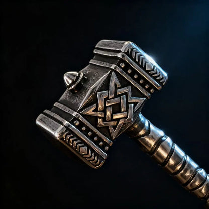 Viking Mjolnir Thor Hammer Pendant – Norse Odin Rune Stainless Steel Necklace for Men