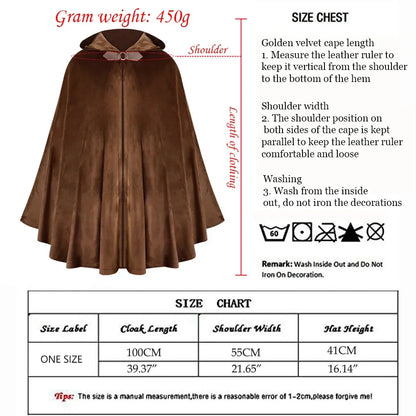 Gothic Hooded Cape | Medieval Velvet Cloak | FictionEdge