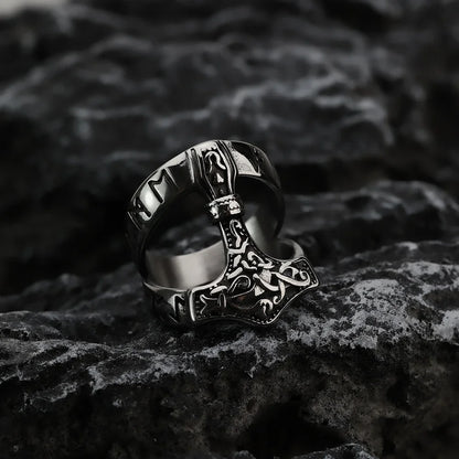 Odin Thunderhammer Viking Ring – Nordic Stainless Steel Men’s Ring