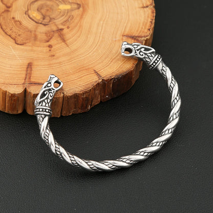 Double Dragon Viking Bracelet – Norse Cuff for Men & Women