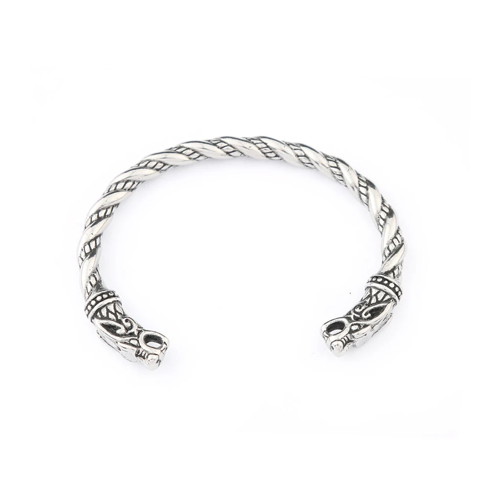 Double Dragon Viking Bracelet – Norse Cuff for Men & Women