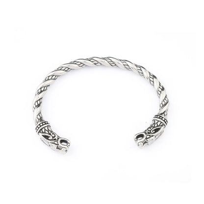 Double Dragon Viking Bracelet – Norse Cuff for Men & Women
