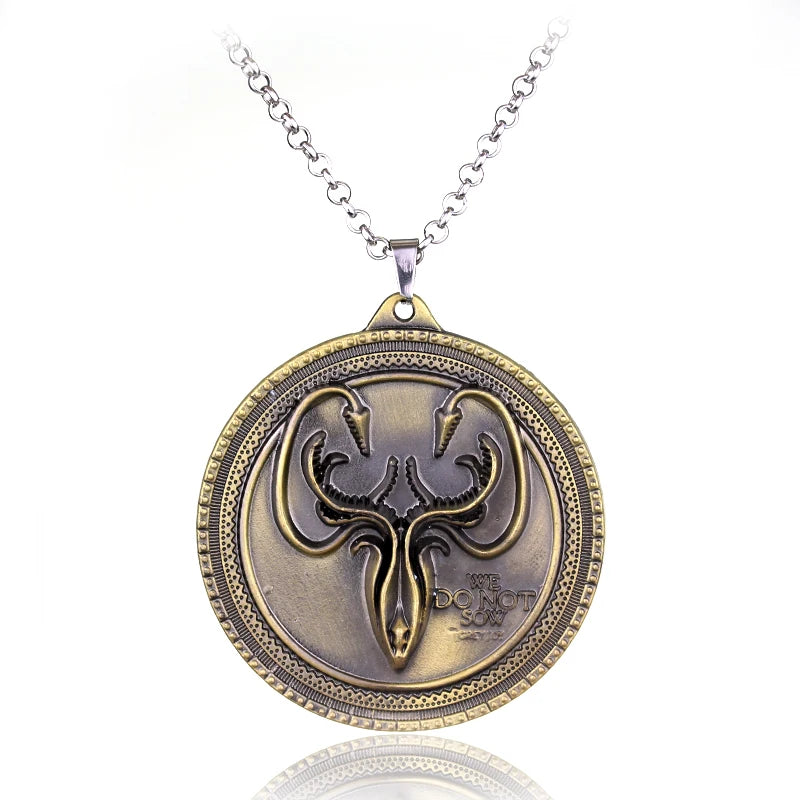 Fire and Blood House Targaryen Dragon Necklace A Song of Ice and Fire Metal Pendant Necklace for Women Men Fans Choker Jewelry