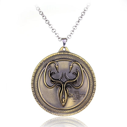 Fire and Blood House Targaryen Dragon Necklace A Song of Ice and Fire Metal Pendant Necklace for Women Men Fans Choker Jewelry