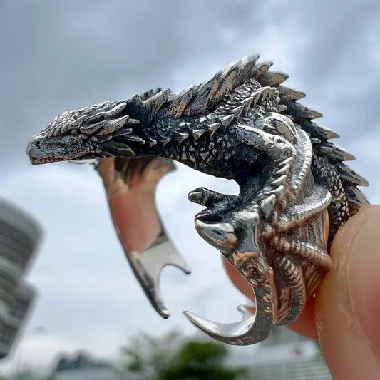 Dragon Family Opening Ring – Black Retro Edition