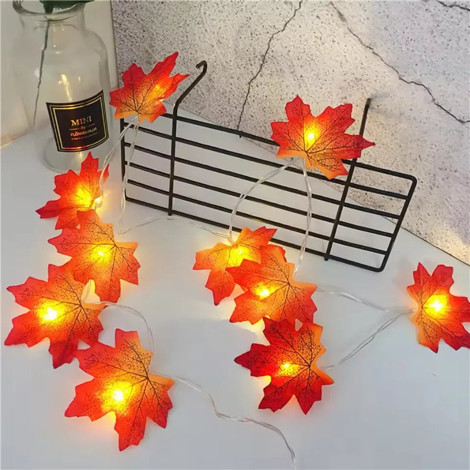 LED Maple Leaf String Lights – 2/3/6M Halloween & Fall Garland