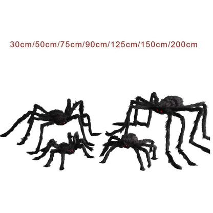 Giant Plush Black Spider – Scary Halloween Decoration (30–200cm)