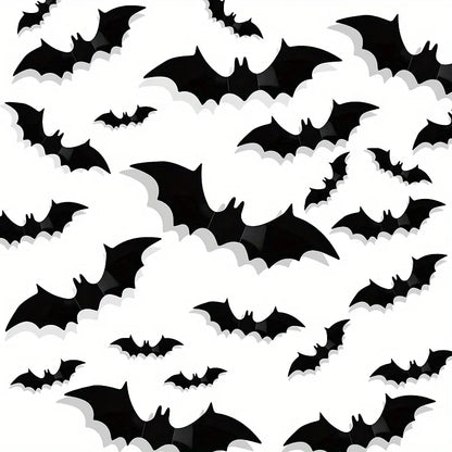 48pcs 3D Black Bat Wall Stickers – Halloween Party Home Décor