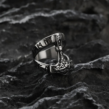Odin Thunderhammer Viking Ring – Nordic Stainless Steel Men’s Ring