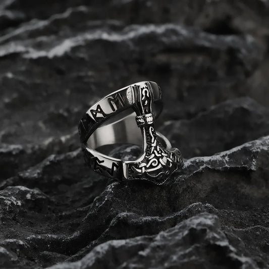 Odin Thunderhammer Viking Ring – Nordic Stainless Steel Men’s Ring