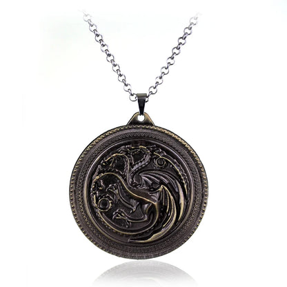 Fire and Blood House Targaryen Dragon Necklace A Song of Ice and Fire Metal Pendant Necklace for Women Men Fans Choker Jewelry