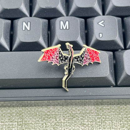 Vintage Gothic Thrones Game Enamel Pin Punk Style Red Black Dragon Wing Brooch for Fantasy Novel TV Series Backpack Jacket