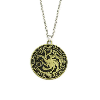 Fire and Blood House Targaryen Dragon Necklace A Song of Ice and Fire Metal Pendant Necklace for Women Men Fans Choker Jewelry