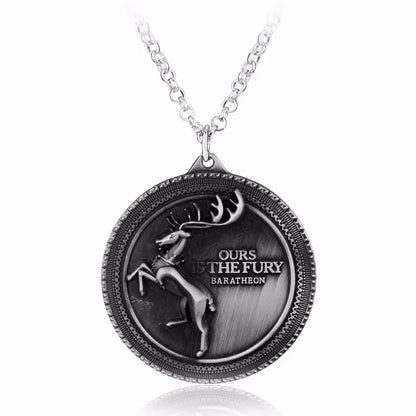 Fire and Blood House Targaryen Dragon Necklace A Song of Ice and Fire Metal Pendant Necklace for Women Men Fans Choker Jewelry