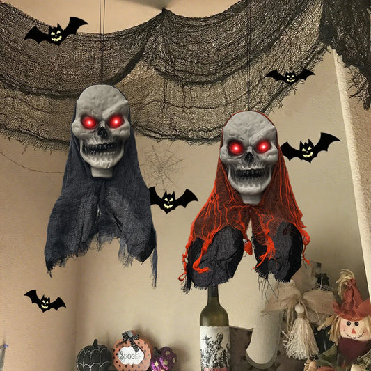2pcs Hanging Skull Ghosts – Halloween Party & Outdoor Horror Props