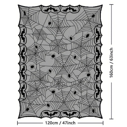Halloween Lace Table Runner – Black Spider Web Mantel & Table Décor