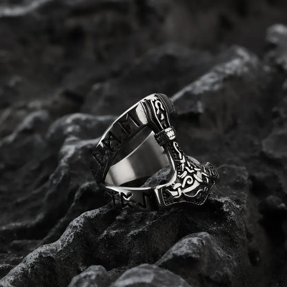 Odin Thunderhammer Viking Ring – Nordic Stainless Steel Men’s Ring