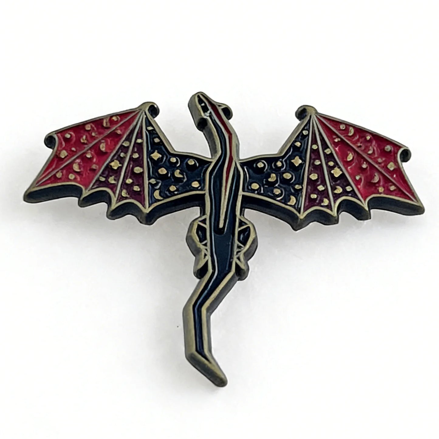 Vintage Gothic Thrones Game Enamel Pin Punk Style Red Black Dragon Wing Brooch for Fantasy Novel TV Series Backpack Jacket