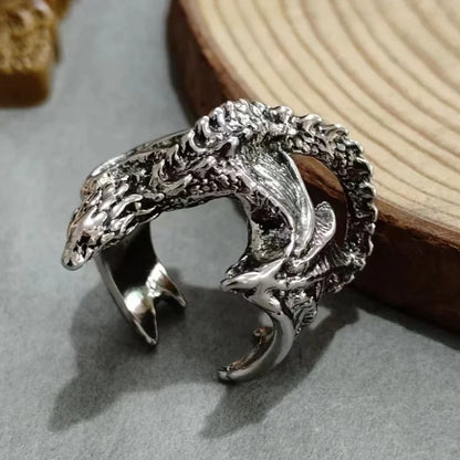 Game of Thrones Black Dragon Opening Rings for Women Men Retro Personality Hip Hop Rock Finger Jewelry Dragon Family Accessories