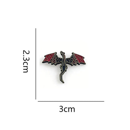Vintage Gothic Thrones Game Enamel Pin Punk Style Red Black Dragon Wing Brooch for Fantasy Novel TV Series Backpack Jacket