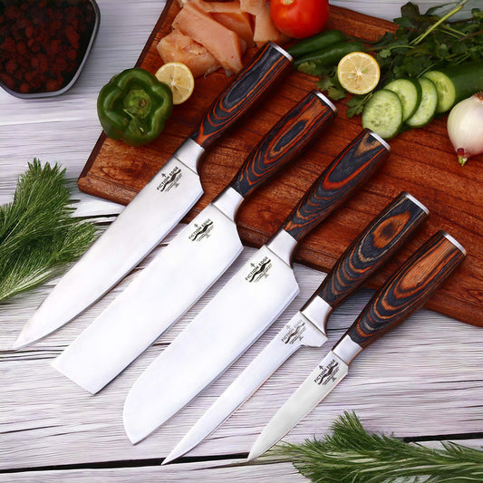 Damascus Chef Knife Set | Green Handle Collection | Fiction Edge