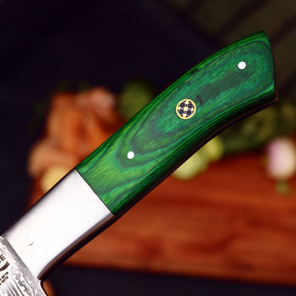 Damascus Chef Knife Set | Green Handle Collection | Fiction Edge