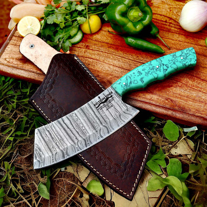 Damascus Steel Butcher Chopper | Precision & Power | Fiction Edge