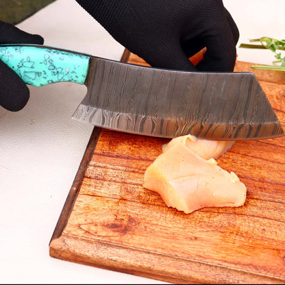 Damascus Steel Butcher Chopper | Precision & Power | Fiction Edge