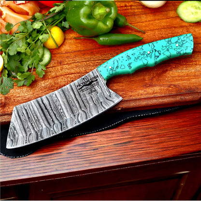Damascus Steel Butcher Chopper | Precision & Power | Fiction Edge