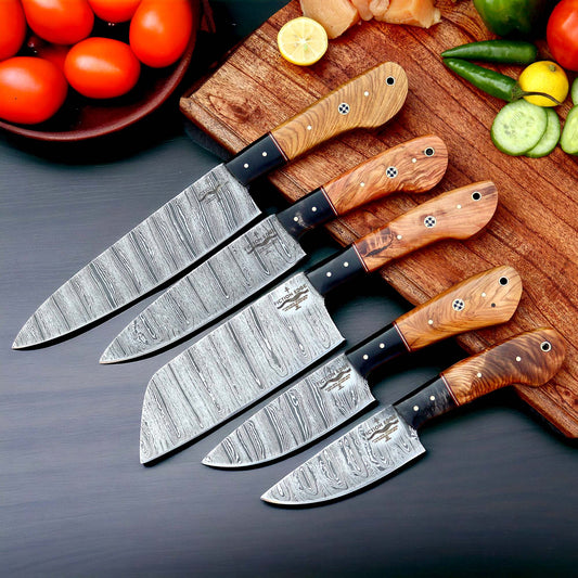 Damascus Steel Knives | Professional Kitchen Set | Fiction Edge