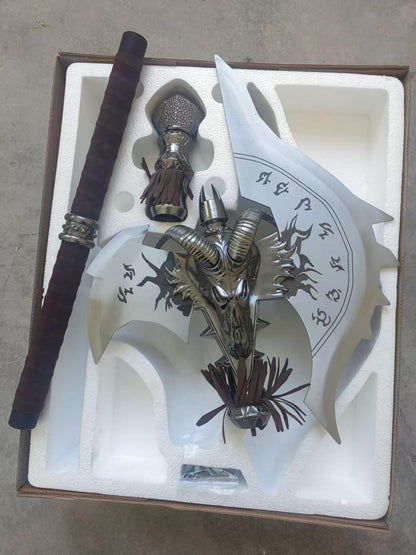 Fiction Edge Orange Axe – Heavy Steel WoW Battle Axe Replica
