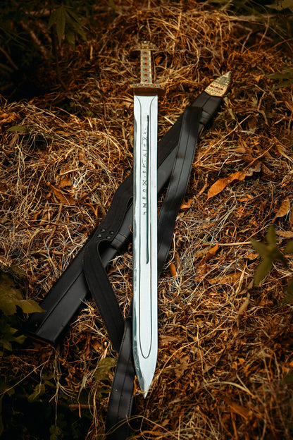 Hand Forged Ragnar Lothbrok Viking Replica Sword – Leather Scabbard